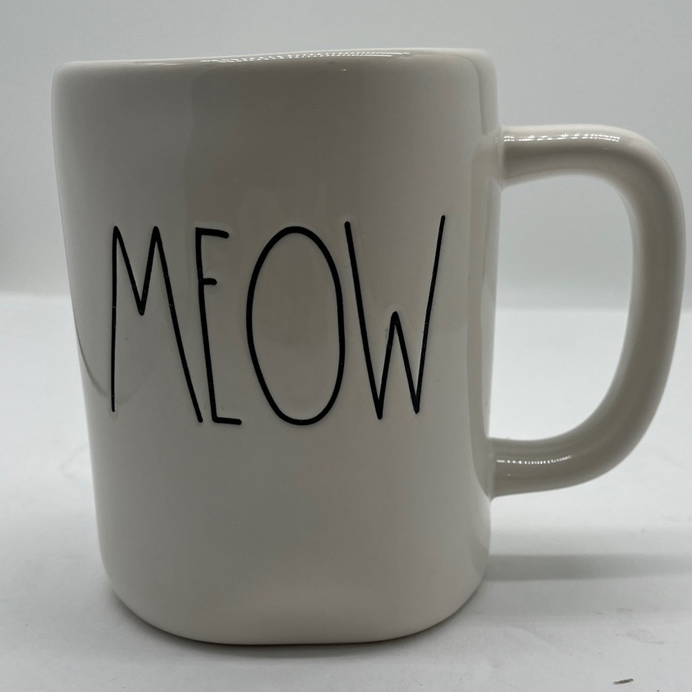 Rae Dunn Meow Ceramic Mug White Coffee Tea - Picture 2 of 7